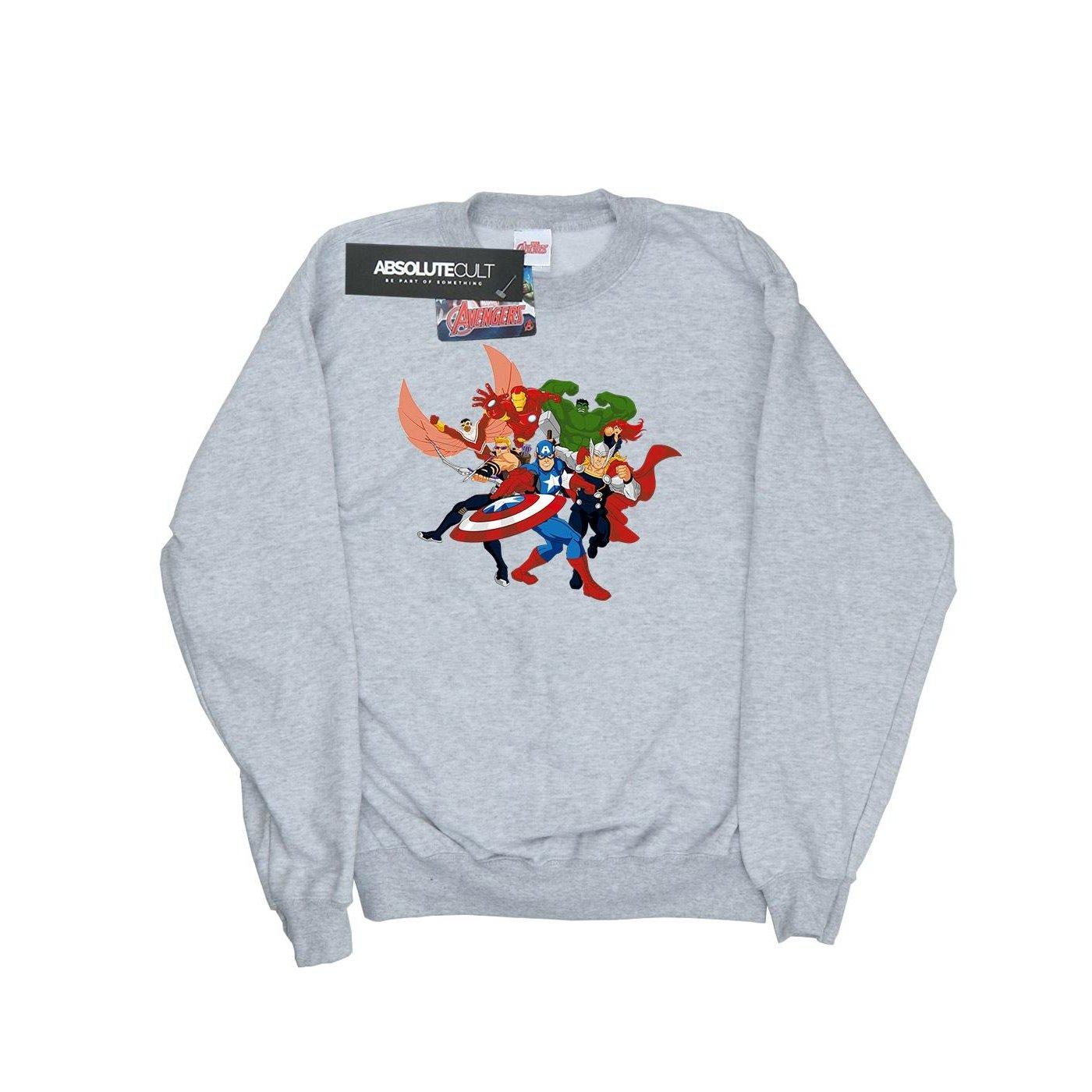 Image of Avengers Assemble Comic Team Sweatshirt Unisex Grau 140/146
