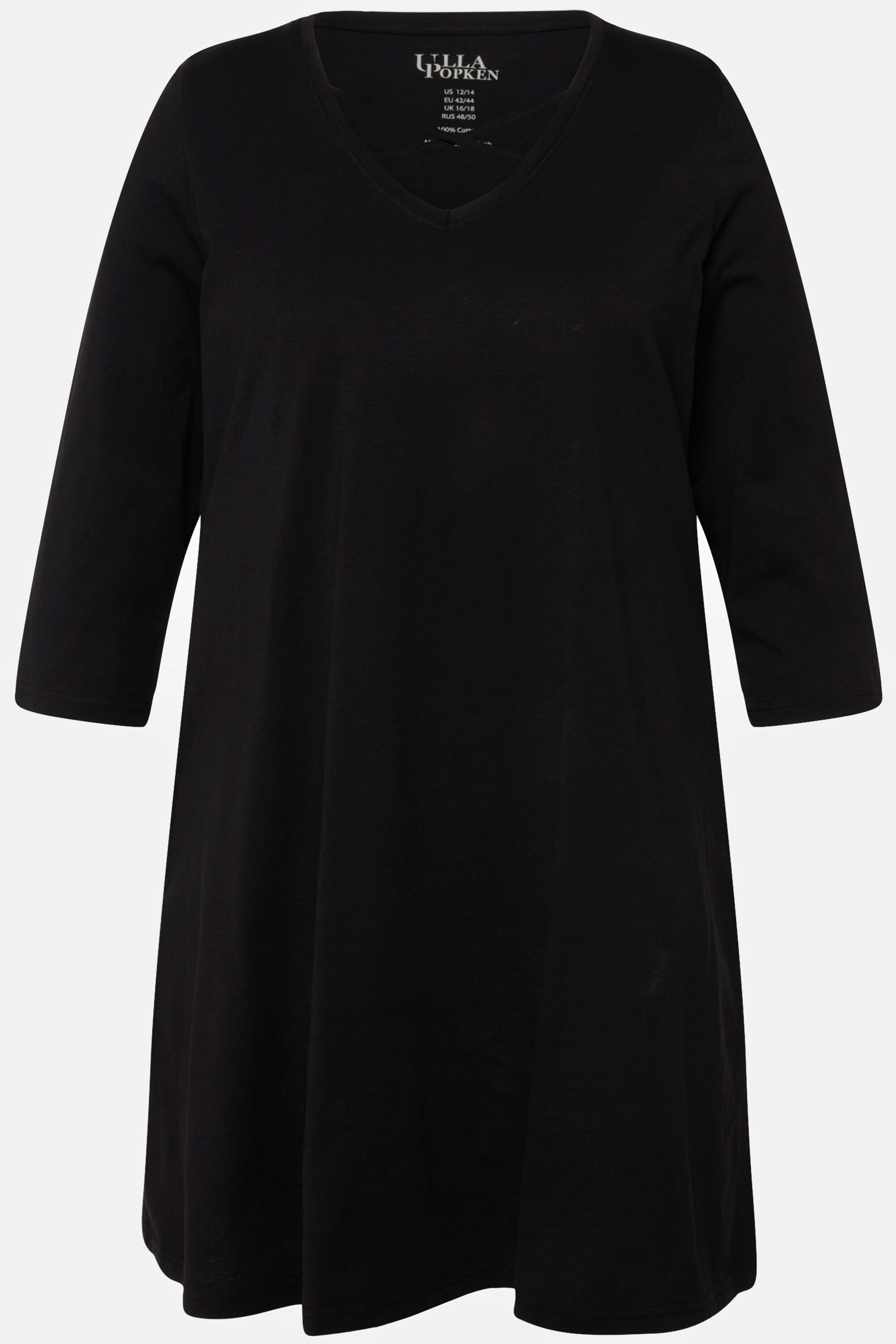 Ulla Popken  Longshirt, Zierbänder, A-Linie, V-Ausschnitt, 3/4-Arm 