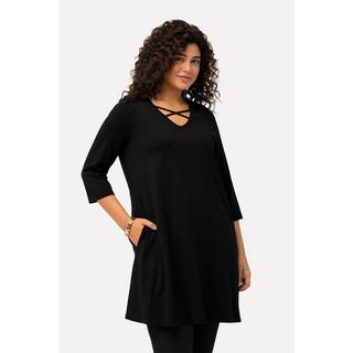 Ulla Popken  Longshirt, Zierbänder, A-Linie, V-Ausschnitt, 3/4-Arm 