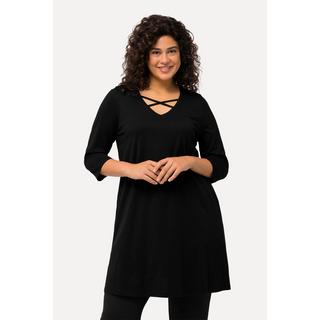 Ulla Popken  Longshirt, Zierbänder, A-Linie, V-Ausschnitt, 3/4-Arm 