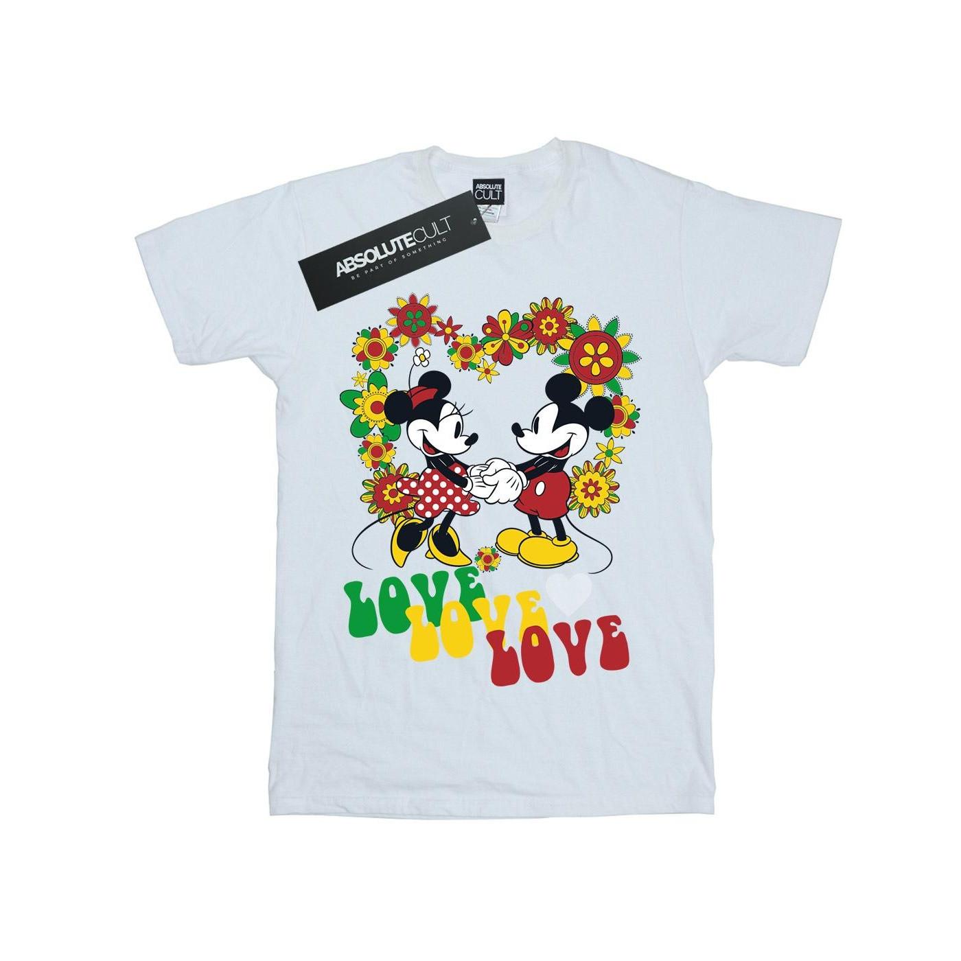 Image of Mickey And Minnie Mouse Hippie Love Tshirt Damen Weiss M
