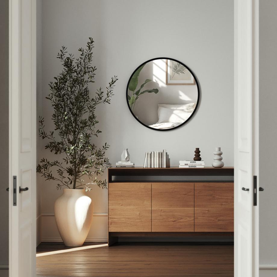 Tectake Runder Wandspiegel  Fiona Ø 50 cm robuster Rahmen aus eloxiertem Aluminium  