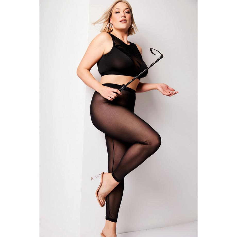 Ulla Popken Netz Leggings Ouvert Schrittöffnung  