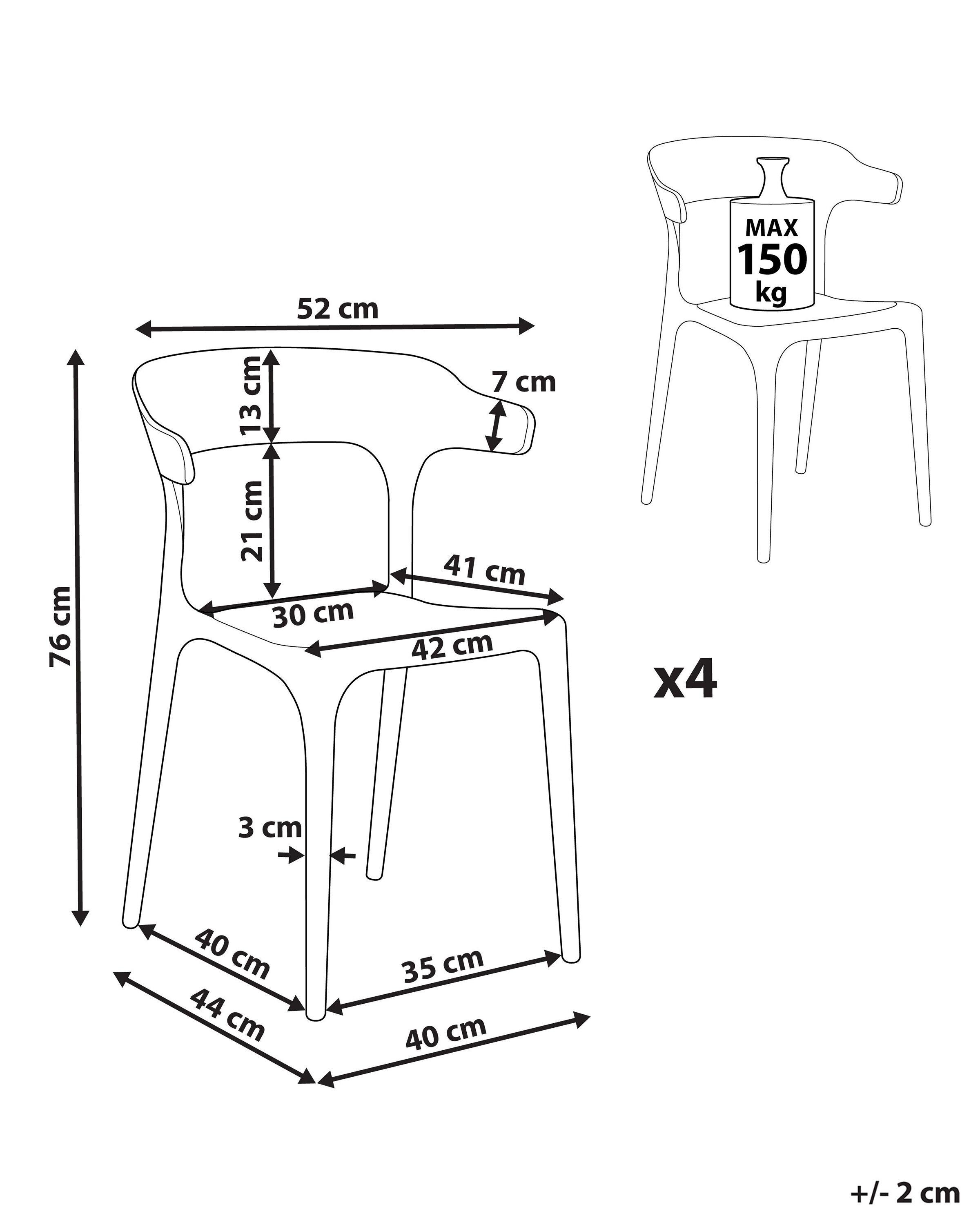 Beliani Lot de 4 chaises en Polypropylène Moderne GUBBIO  