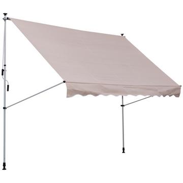 Tenda Da Sole, Tenda A Bracci Estensibili, Tenda Con Morsetto Regolabile In Altezza, 200X150 Cm, Bianco Crema, Alluminio