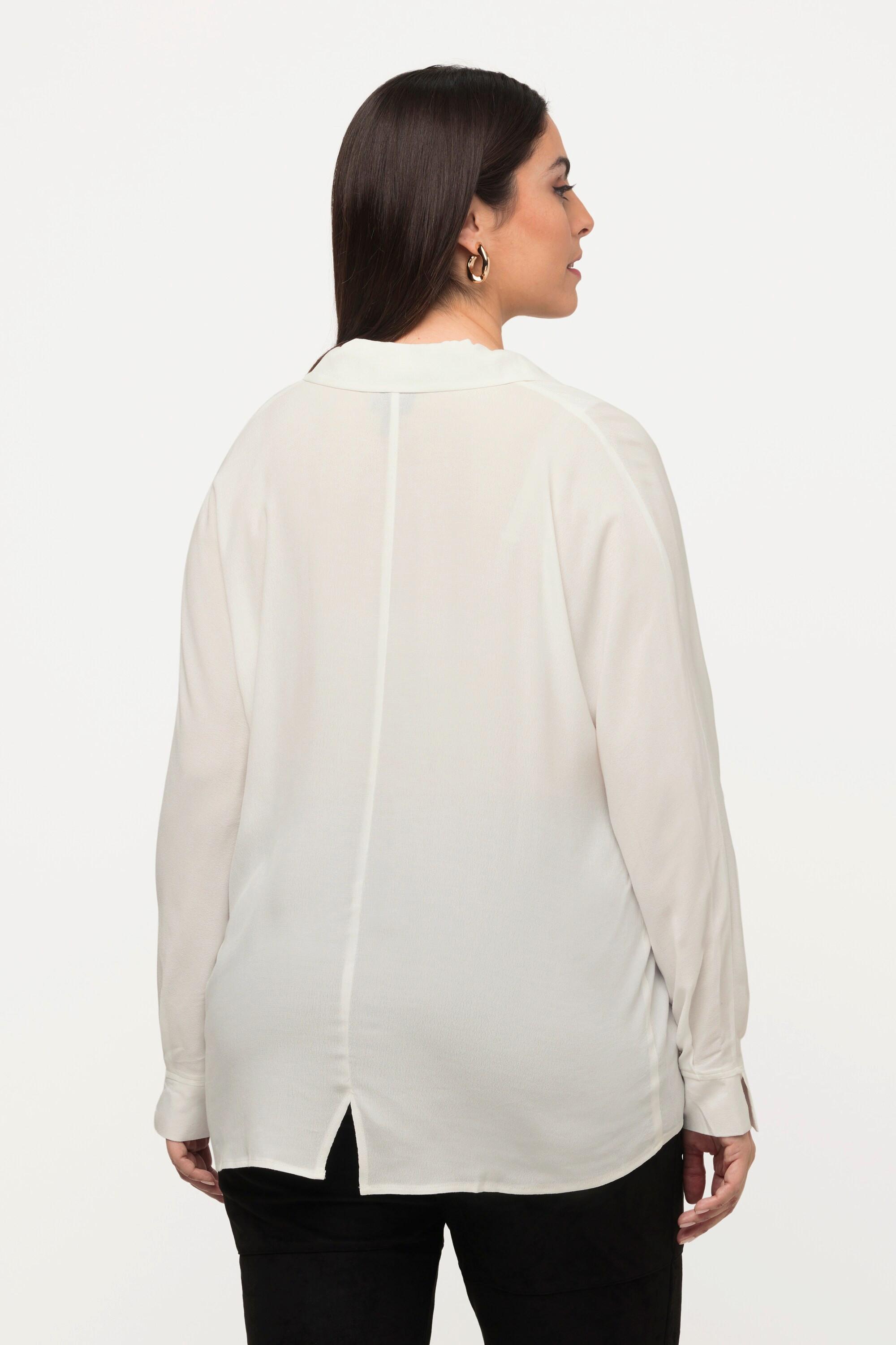 Ulla Popken  Bluse, Saumschlitz, Oversized, Hemdkragen, Langarm 