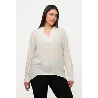 Ulla Popken  Bluse, Saumschlitz, Oversized, Hemdkragen, Langarm 