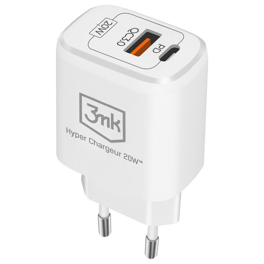 Ladegerät 20W USB-C + USB 3mk Weiß