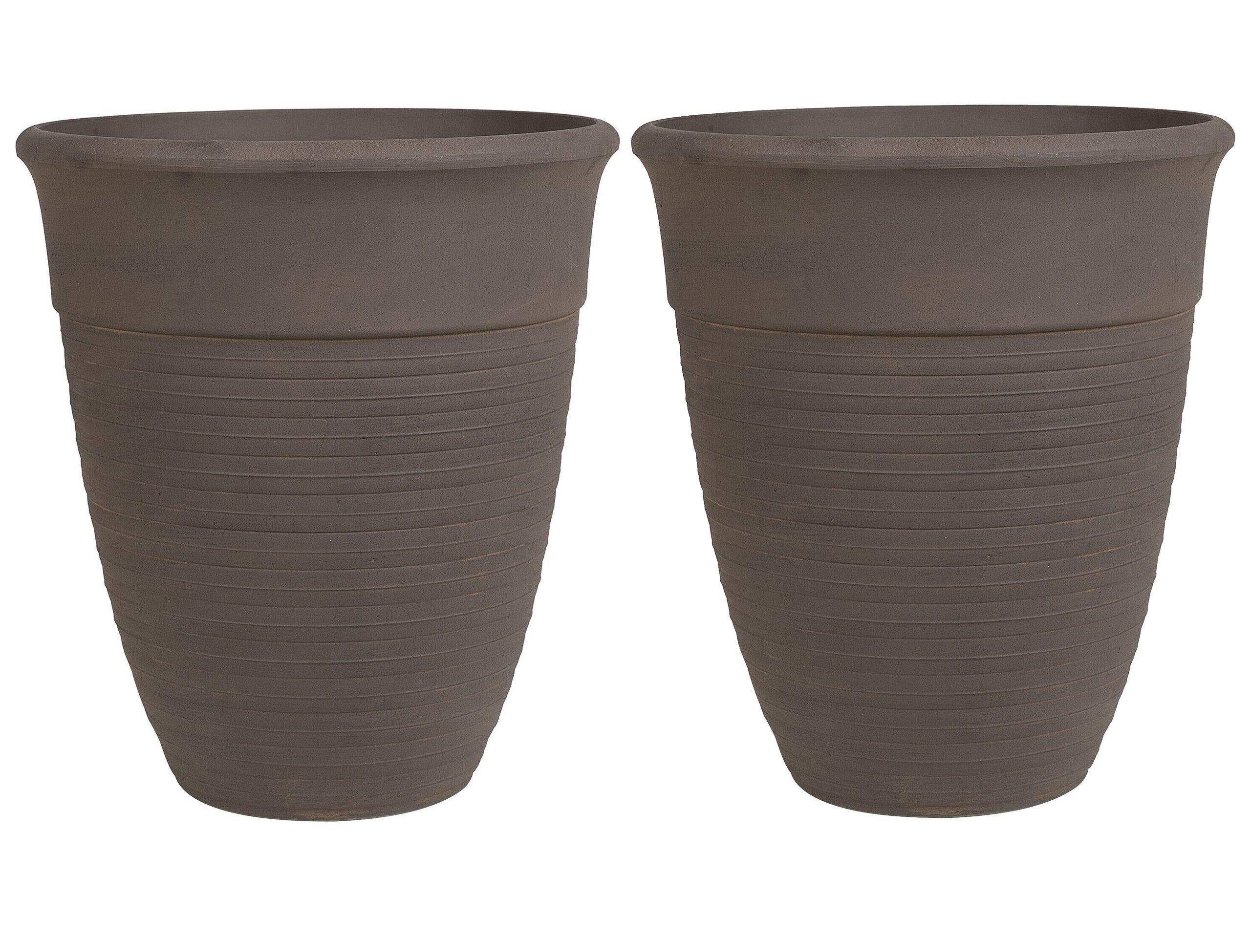 Beliani Lot de 2 pots de fleurs en Mélange de pierre Rustique KATALIMA  