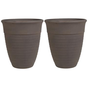 Lot de 2 pots de fleurs en Mélange de pierre Rustique KATALIMA