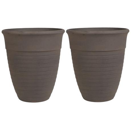 Beliani Lot de 2 pots de fleurs en Mélange de pierre Rustique KATALIMA  