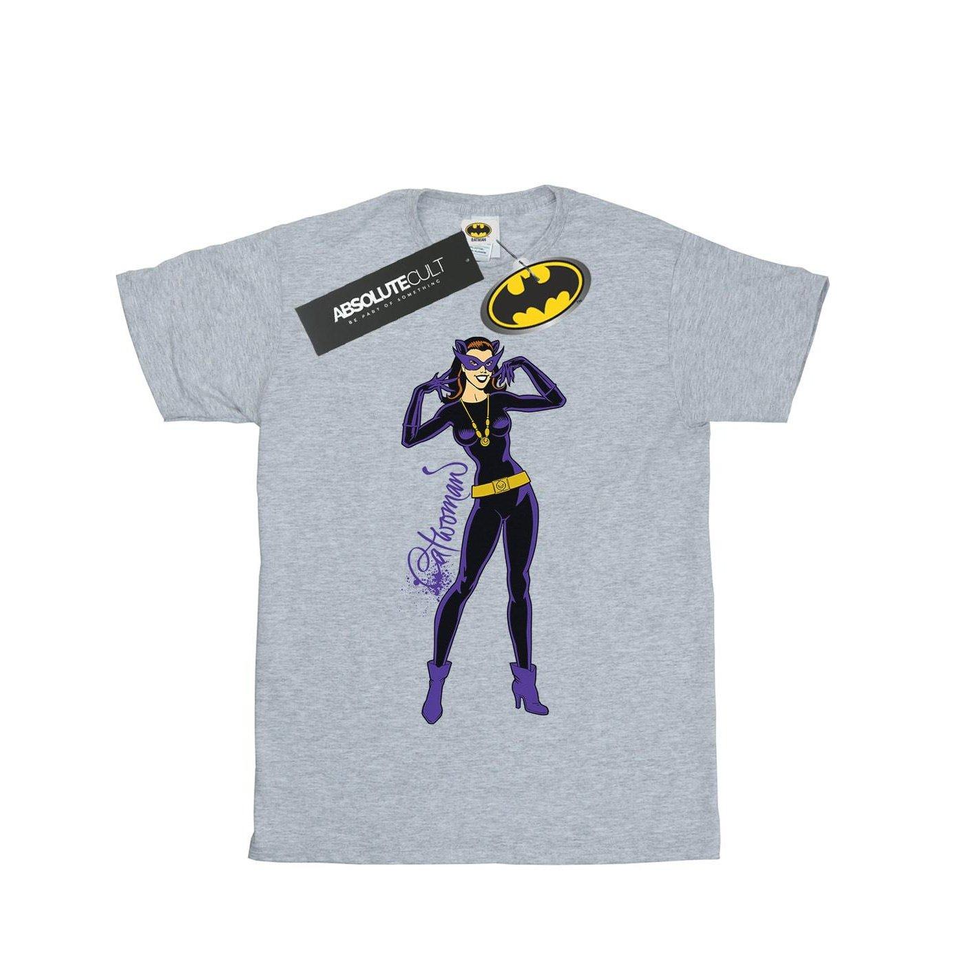 Image of Catwoman Happy Pose Tshirt Herren Grau L