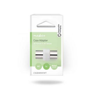 Nedis  Adattatore Satellite e Antenna | IEC (Coax) Hona | IEC (Coax) Hona | Nickel Platerad | 75 Ohm | Rak | Metallo / Plastica | Vit | 1 st. | Serratura 