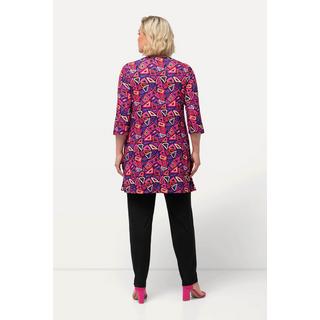 Ulla Popken  Longshirt, gemustert, Tunika-Ausschnitt, 3/4-Arm 