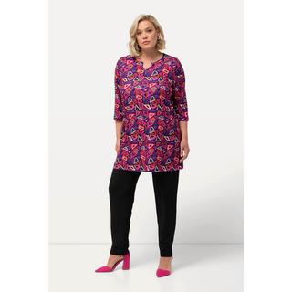 Ulla Popken  Longshirt, gemustert, Tunika-Ausschnitt, 3/4-Arm 