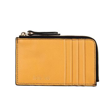 Porte-cartes avec porte-monnaie zippé en cuir Aloisa jaune ocre