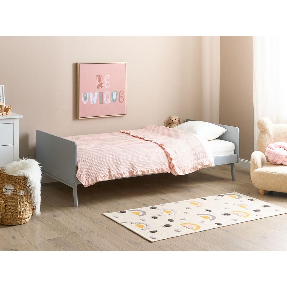 Beliani Lit avec sommier en Bois de pin Scandinave BONNAC  