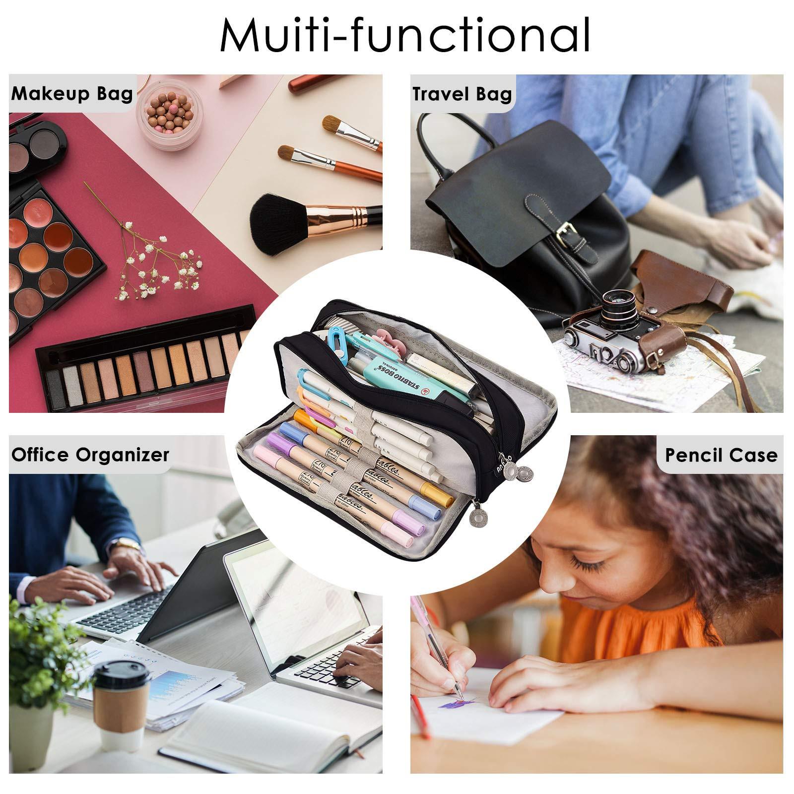 Only-bags.store Trousse à crayons pour l'école avec 3 compartiments, grande capacité, trousse à crayons, papeterie, organisateur, sac à cosmétiques  