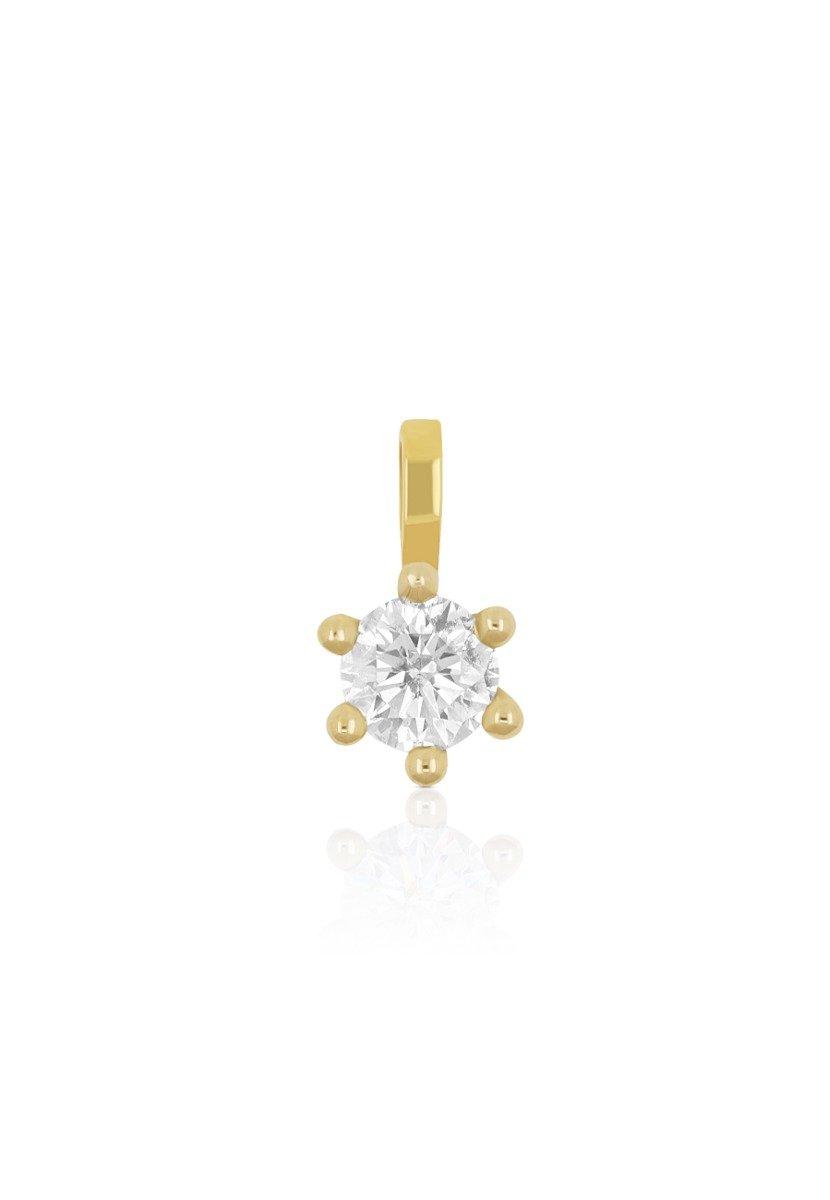 MUAU Schmuck  Pendentif solitaire serti 6 griffes or jaune 750 diamant 0,33ct. or blanc 750, 9x7mm 