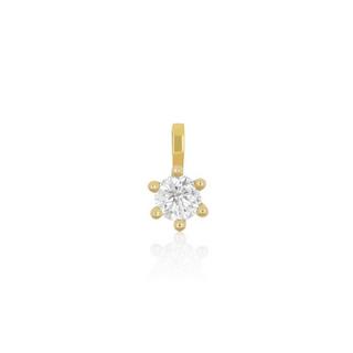 MUAU Schmuck  Pendentif solitaire serti 6 griffes or jaune 750 diamant 0,33ct. or blanc 750, 9x7mm 