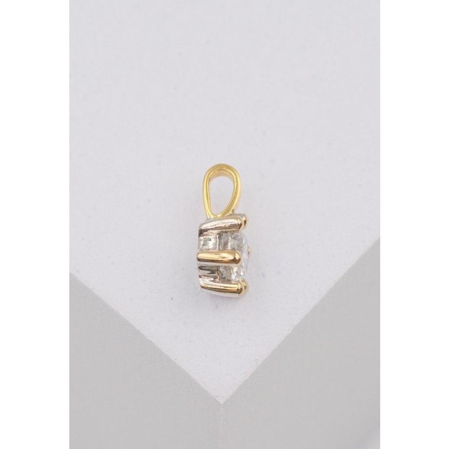 MUAU Schmuck  Solitär Anhänger 6-Griff-Fassung Gelbgold 750 Diamant 0.33ct. Fassung Weissgold 750, 9x7mm 