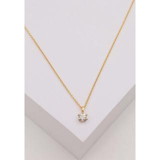 MUAU Schmuck  Pendentif solitaire serti 6 griffes or jaune 750 diamant 0,33ct. or blanc 750, 9x7mm 