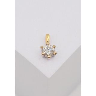 MUAU Schmuck  Pendentif solitaire serti 6 griffes or jaune 750 diamant 0,33ct. or blanc 750, 9x7mm 