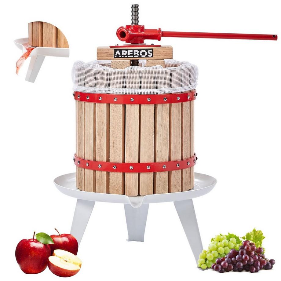 Arebos  Obstpresse 12L Maischepresse Weinpresse Apfelpresse Fruchtpresse 