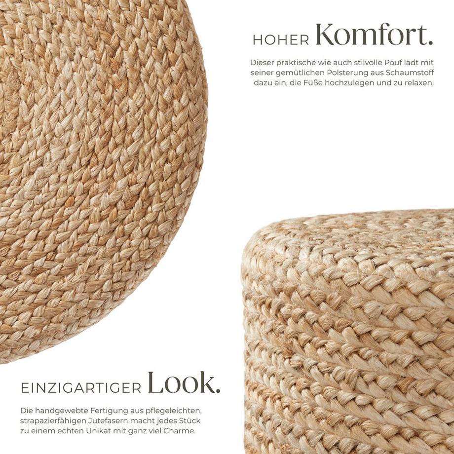 Tectake Pouf artigianale Banno Elipse Stile boho  