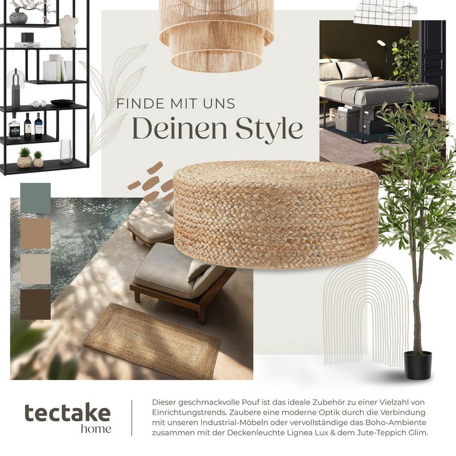 Tectake Pouf artigianale Banno Elipse Stile boho  