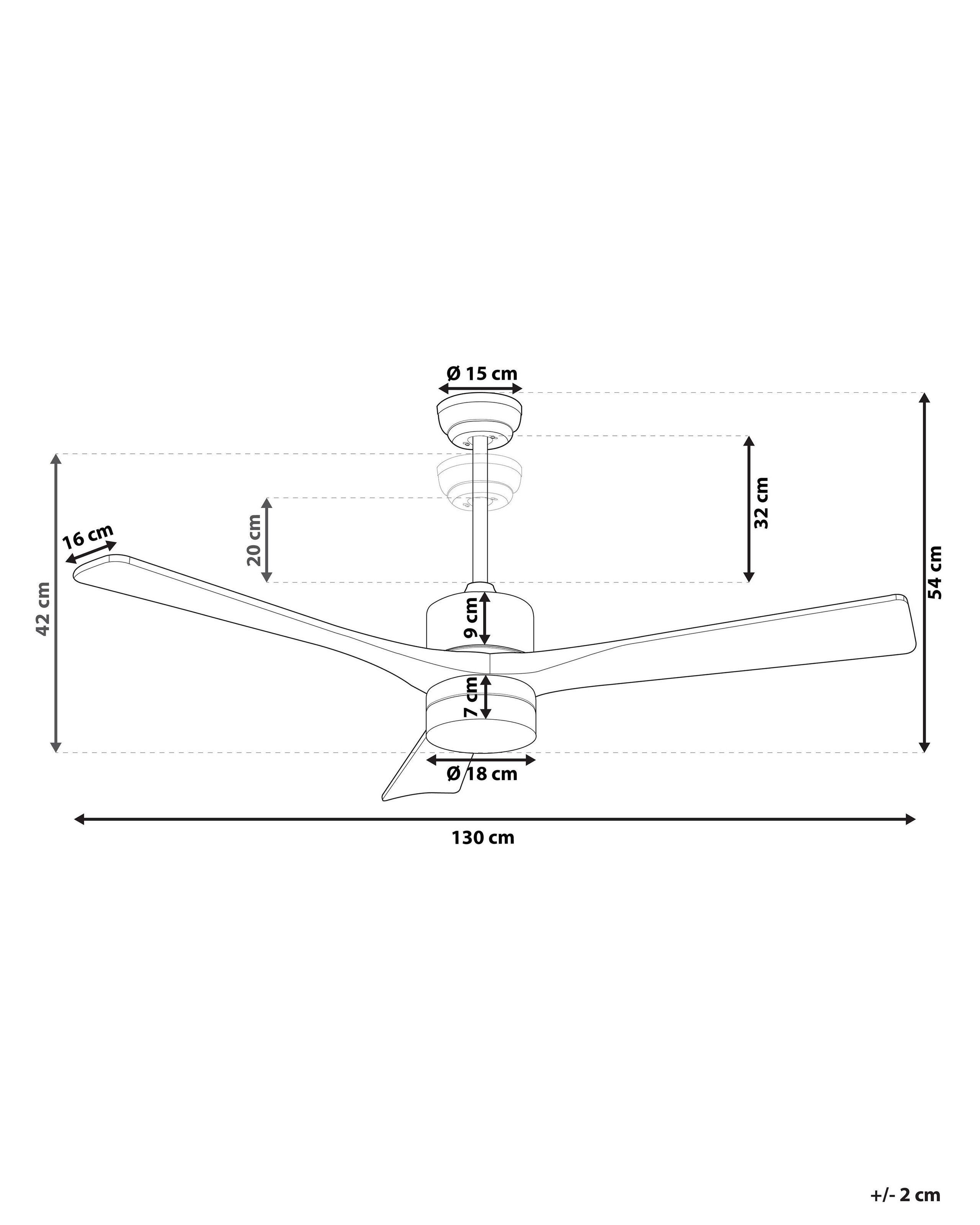 Beliani Deckenventilator mit Licht aus Eisen Modern ARUWIMI  