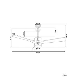 Beliani Deckenventilator mit Licht aus Eisen Klassisch ARUWIMI  