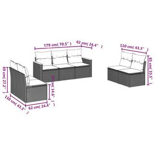 VidaXL Ensemble de canapés de jardin rotin synthétique  