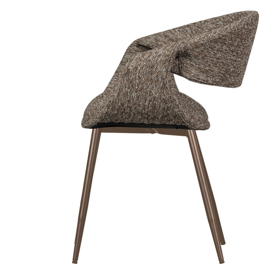 mutoni Poltrona Yossi marrone con base in metallo color rame  