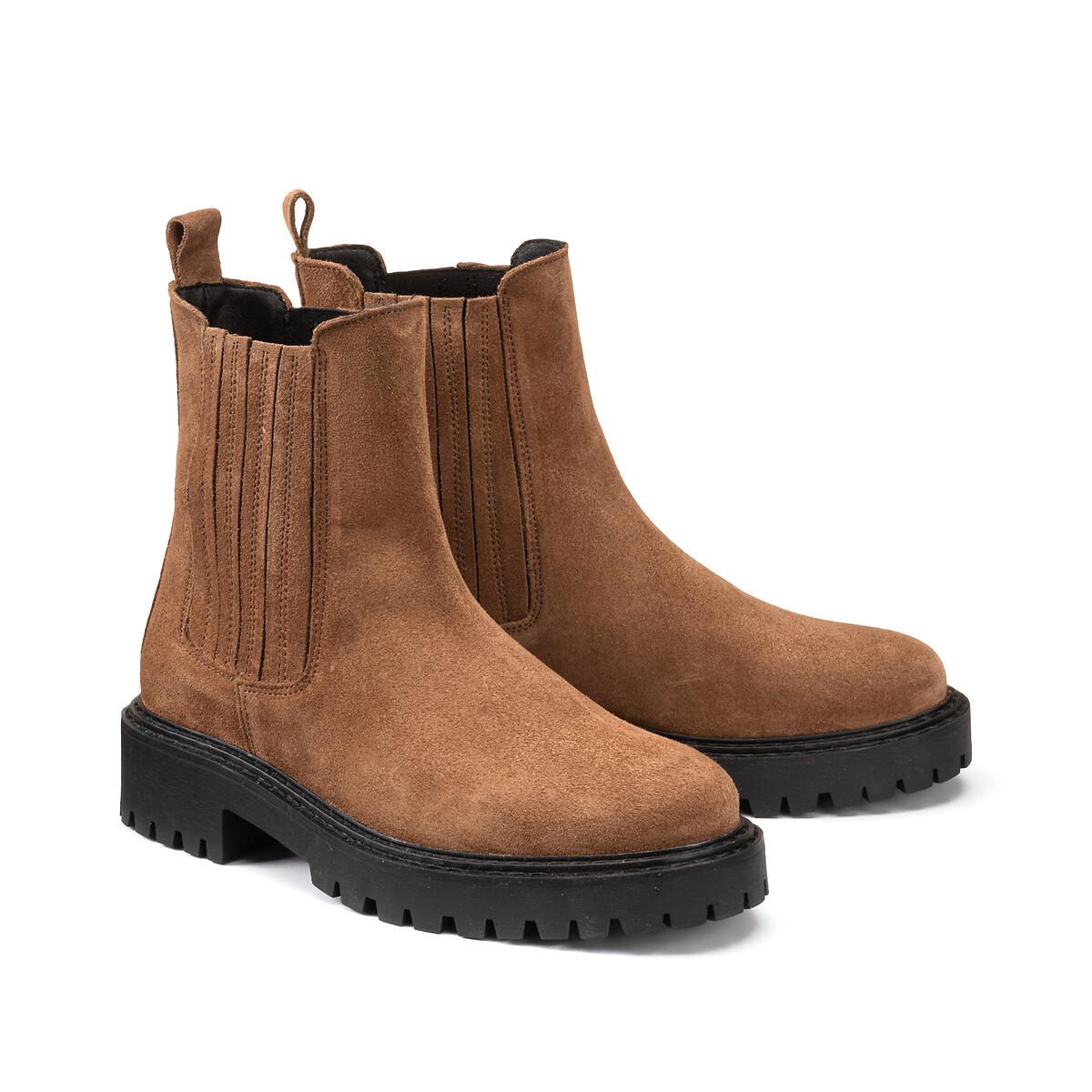 Image of Boots Aus Veloursleder Damen Rot 36