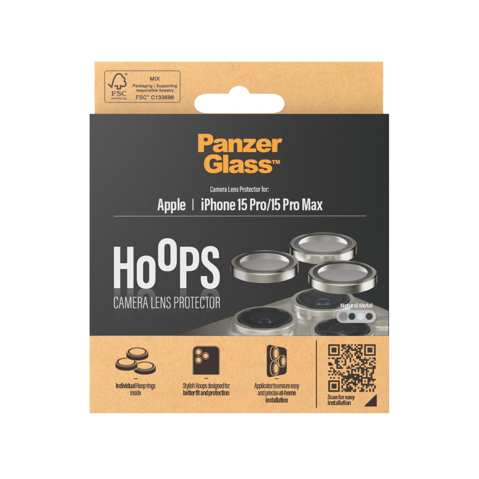 PanzerGlass  ® Hoops® Natural Metal Camera Lens Protector iPhone 15 Pro | 15 Pro Max Pellicola proteggischermo trasparente Apple 1 pz 