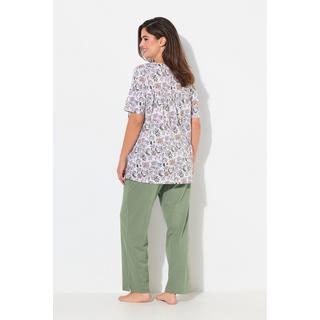 Ulla Popken Pyjama Set Floral Col V Manches Courtes  