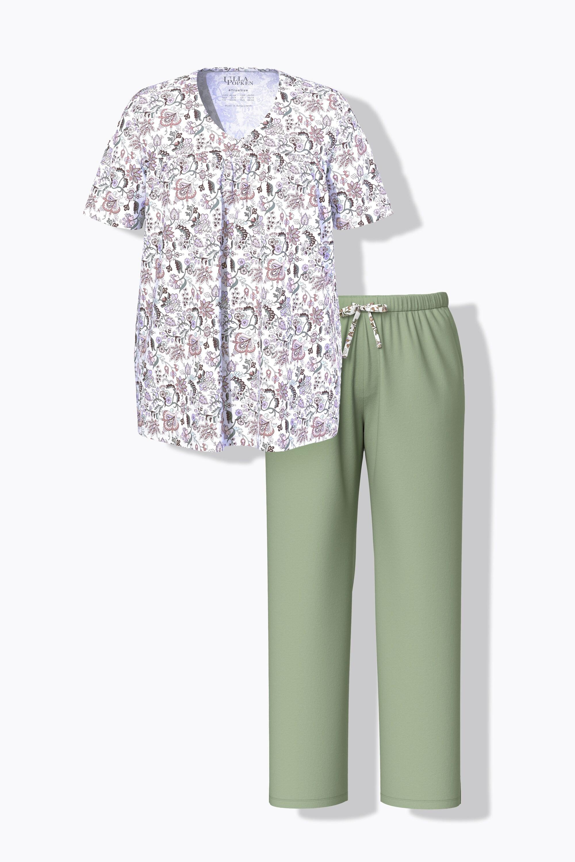 Ulla Popken Pyjama Set Floral Col V Manches Courtes  