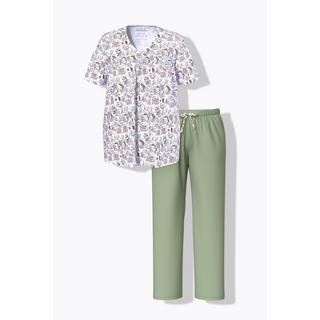 Ulla Popken Pyjama Set Floral Col V Manches Courtes  