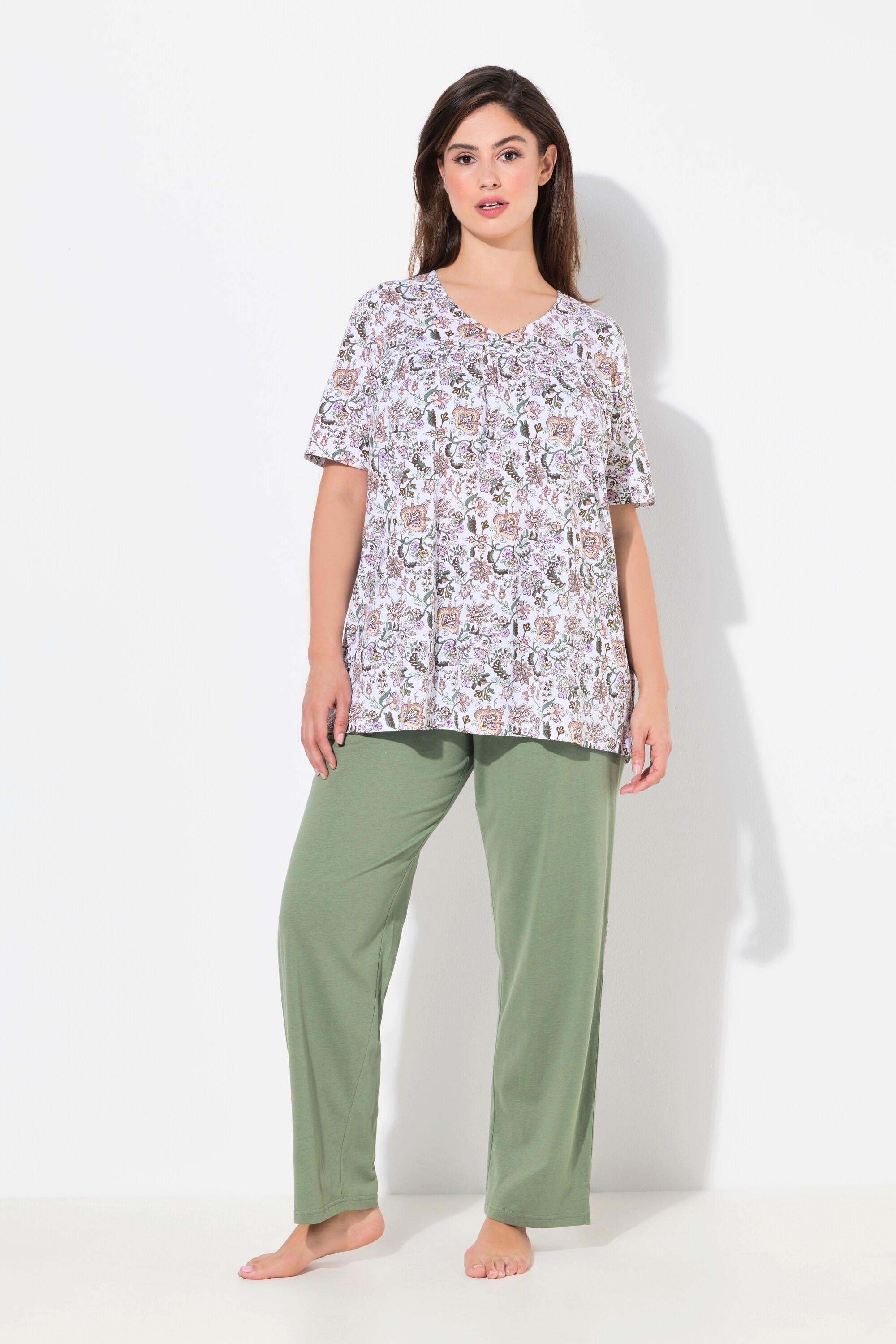 Ulla Popken Pyjama Set Floral Col V Manches Courtes  