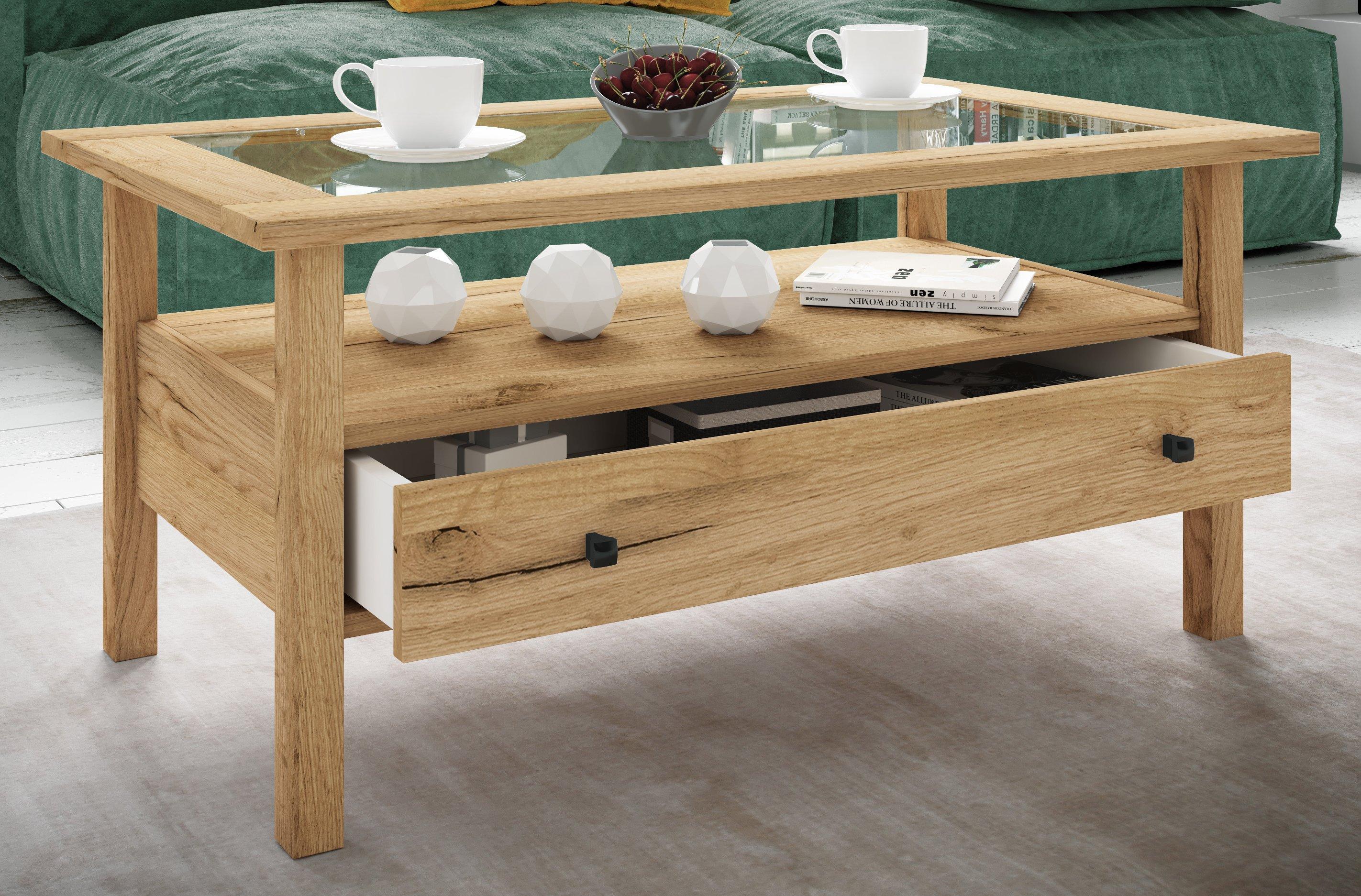 VCM Table d'appoint en bois Table basse Table de salon Tiroir Lingis L  