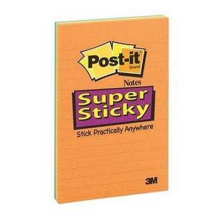 Post it POST-IT Block Super Sticky 101x152mm 46453SSAN 3-farbig ass., liniert 45 Bl.  