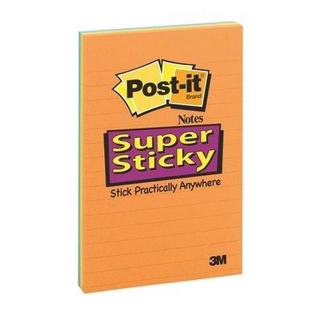 Post-It POST-IT Block Super Sticky 101x152mm 46453SSAN 3-farbig ass., liniert 45 Bl.  