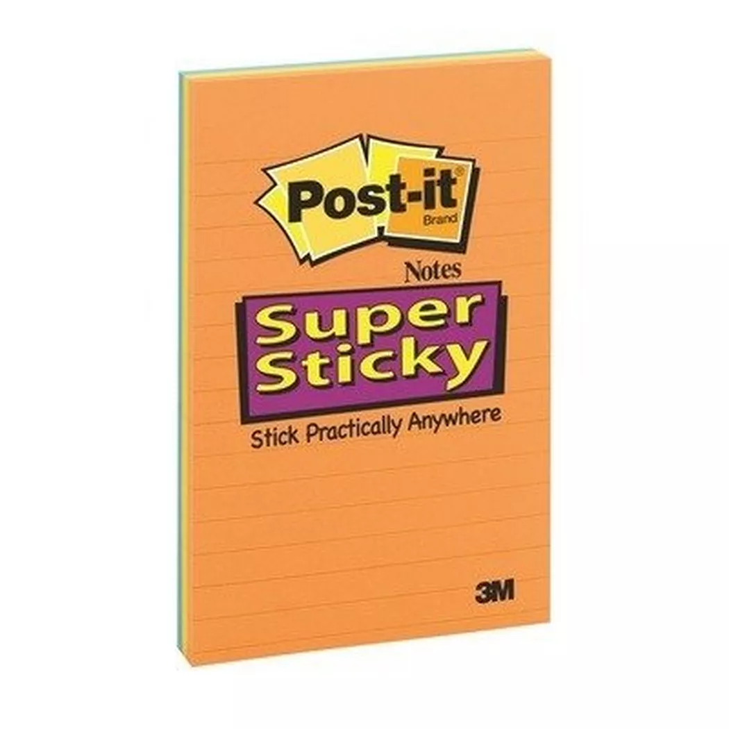 Bloc super sticky grand format 45 feuillets 102 x 152 mm ligné x 3