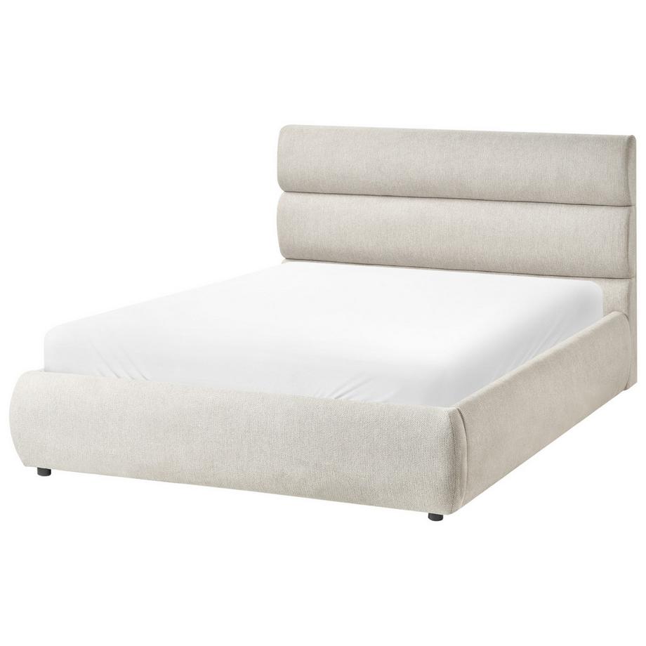 Beliani Letto contenitore en Lino sintetico Minimalista BONIFACIO  