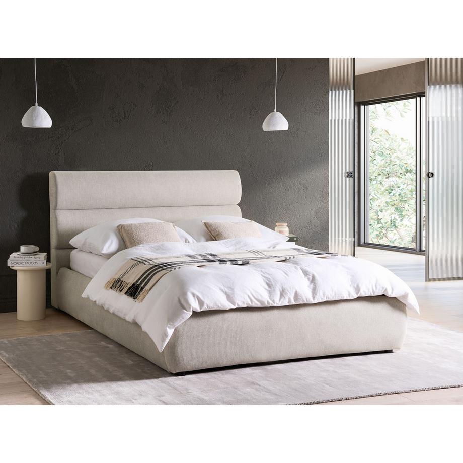 Beliani Letto contenitore en Lino sintetico Minimalista BONIFACIO  