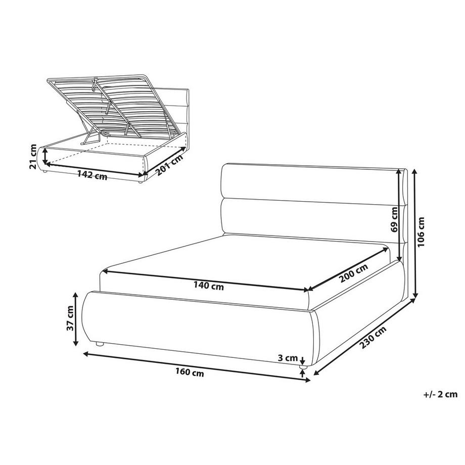 Beliani Letto contenitore en Lino sintetico Minimalista BONIFACIO  