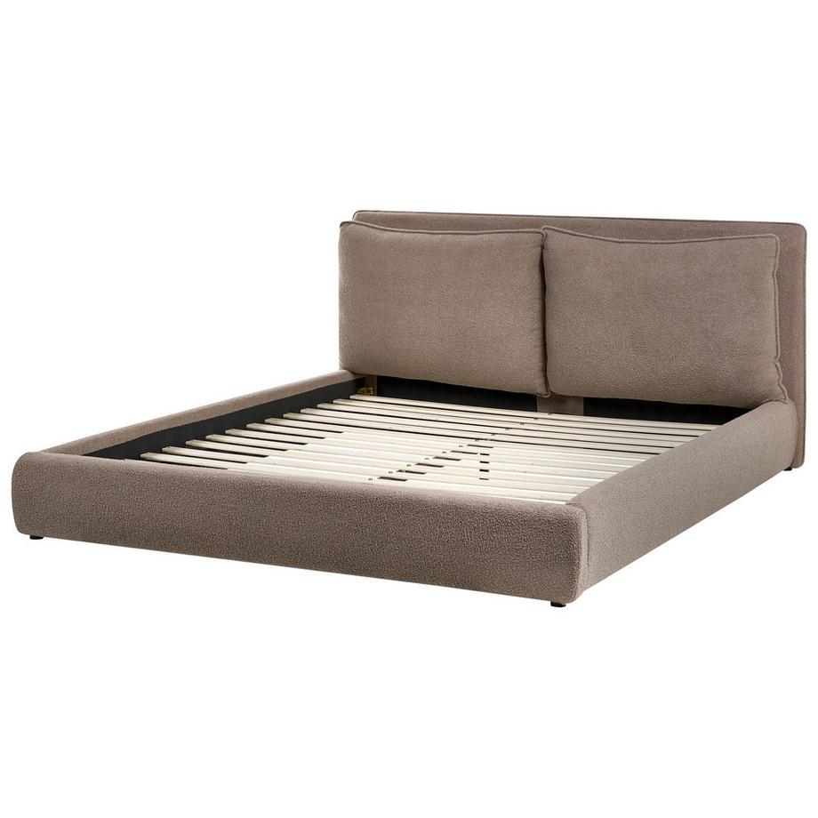 Beliani Lit avec sommier en Bouclé Scandinave BAJONNA  