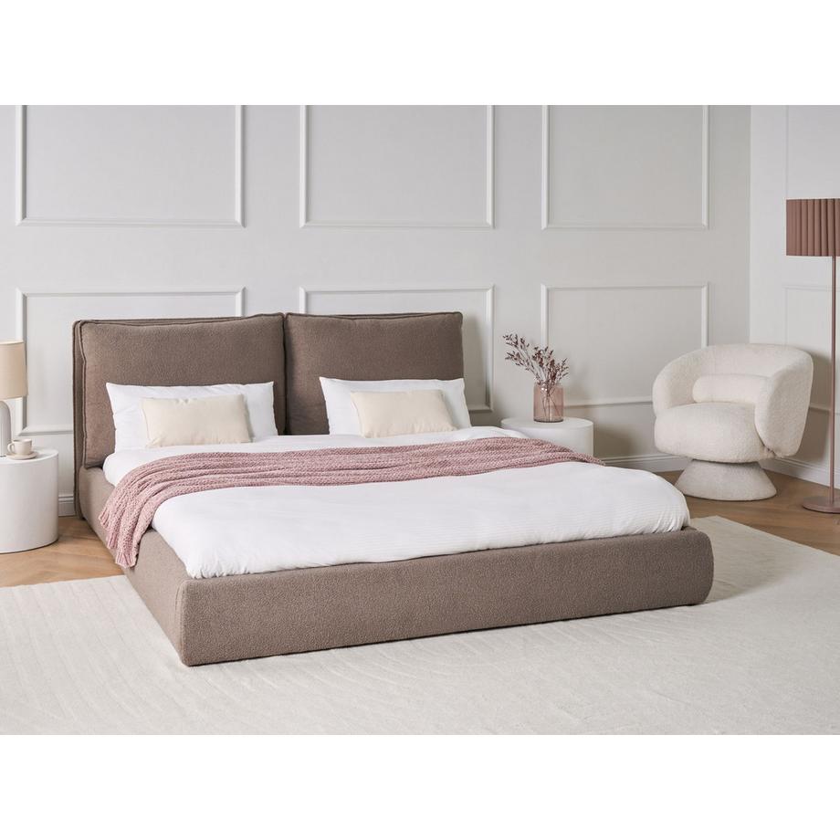 Beliani Lit avec sommier en Bouclé Scandinave BAJONNA  