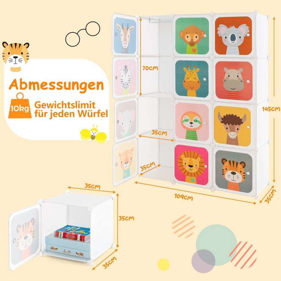 Northix Armoire pour enfants avec 12 cubes  
